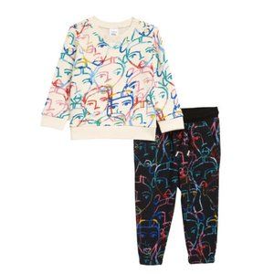 Nordstrom Cristina Martinez Fleece Sweatshirt & Sweatpants Set Multi 3M NWT